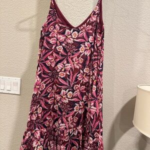 & Other Stories Maroon and Pink Floral Maxi Dress